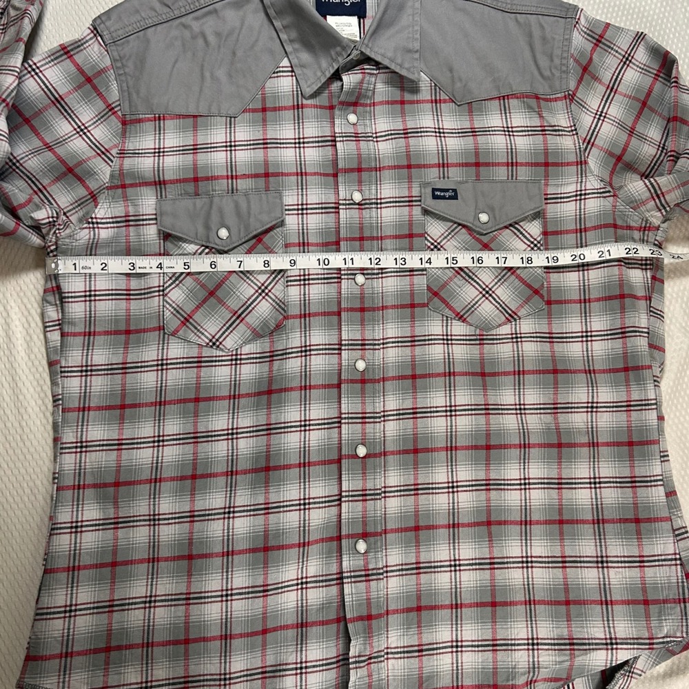 Wrangler Mens XL Western Brushpopper Pearl Snap Plaid Long Sleeve Cotton - Picture 4 of 10